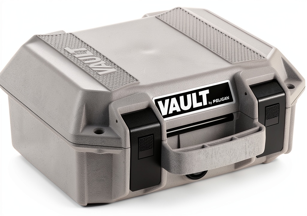 Installing Pelican V300 Grey Rugged Hard Case on a wooden workbench