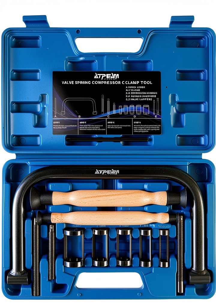 Mechanic using ATPEAM valve spring compressor on a motorcycle engine